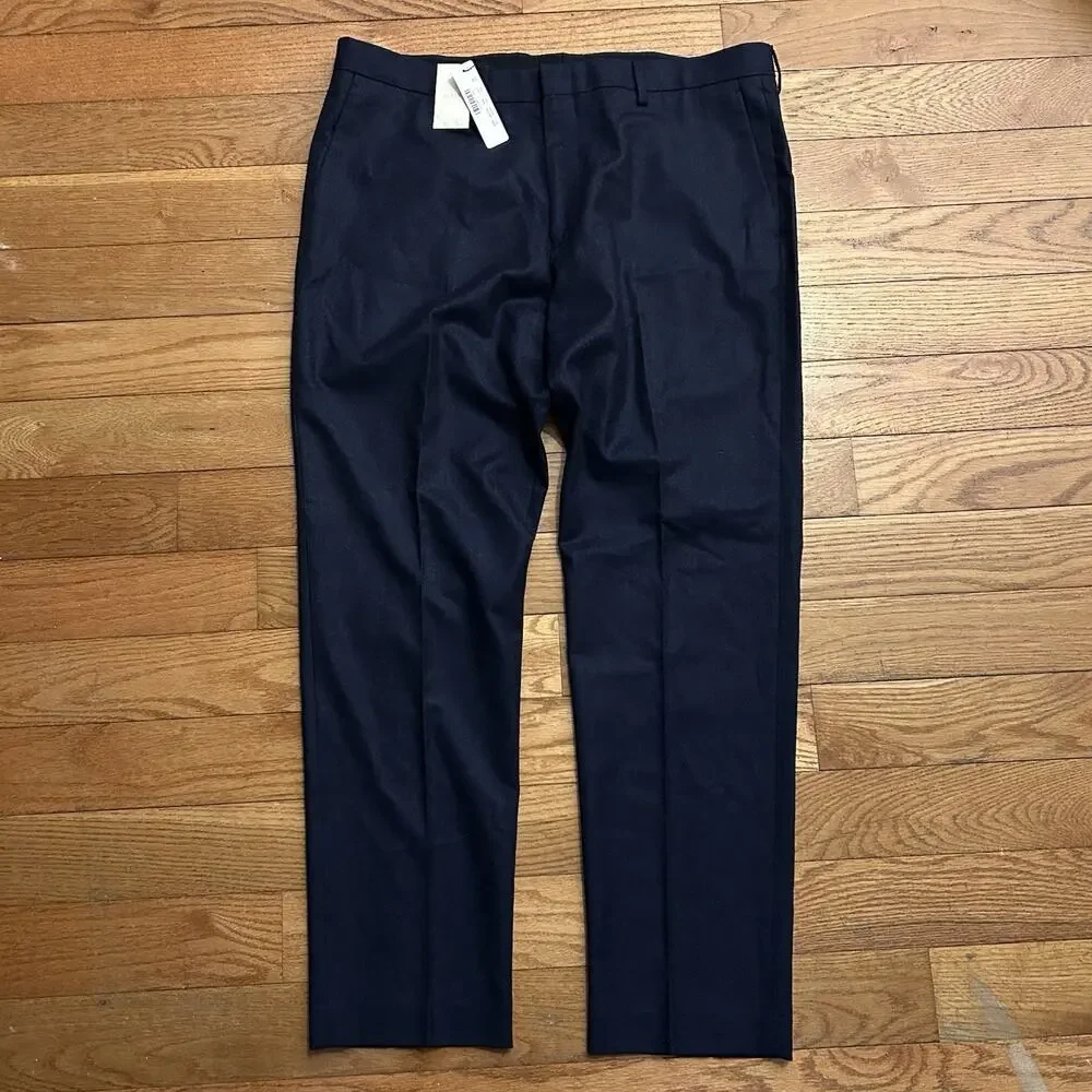 NEW J Crew Ludlow Slim 100% Wool Navy Blue Pleated Suit Pants 36x30